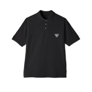 Men's Black Polo with Minimal Shield Logo — Classic Casual Golf Shirt